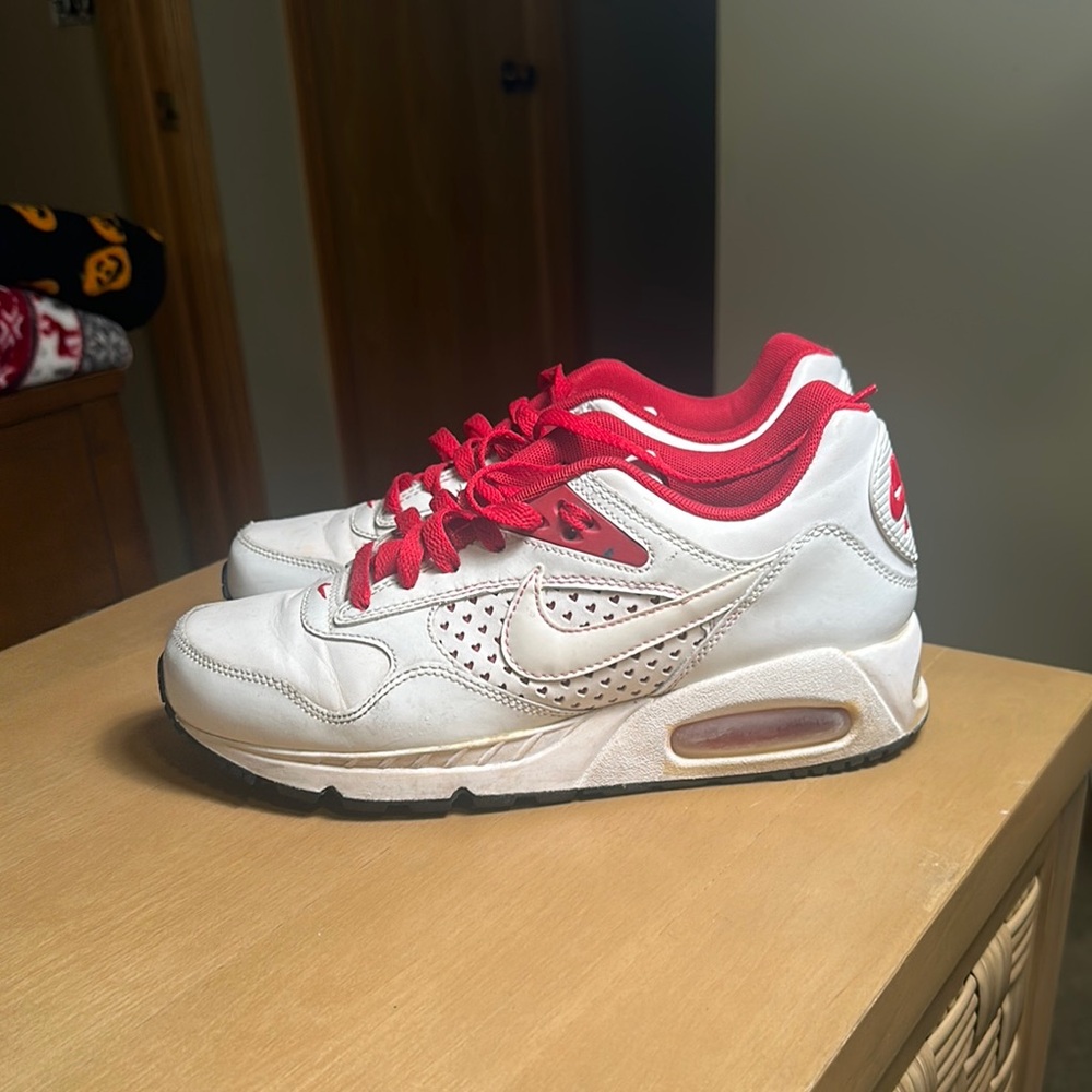 Nike Air White and Red Heart Sneakers